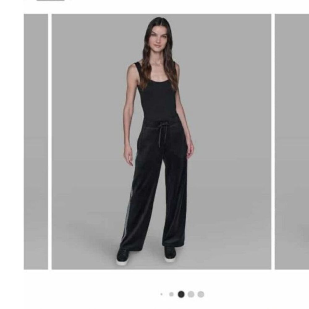 Karl Lagerfeld Paris Velour Rhinestone Jogger Pants Black Size 12 NWT